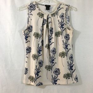 Ladies Sleeveless Shell Blue/Yellow Flowers